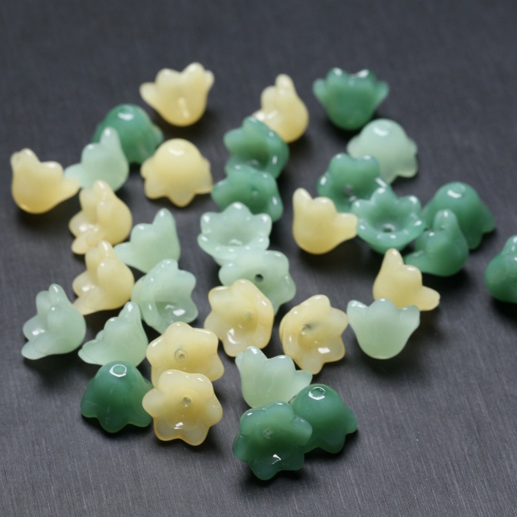 11mm yellow green green white glaze hole flower DIY earrings handmade accessories