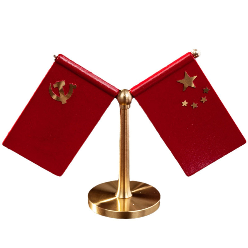 Five-Star Red Flag Ornaments Car Desktop Ornaments Party Flag Red Flag Brass Ornaments High-End Exquisite Car Accessories