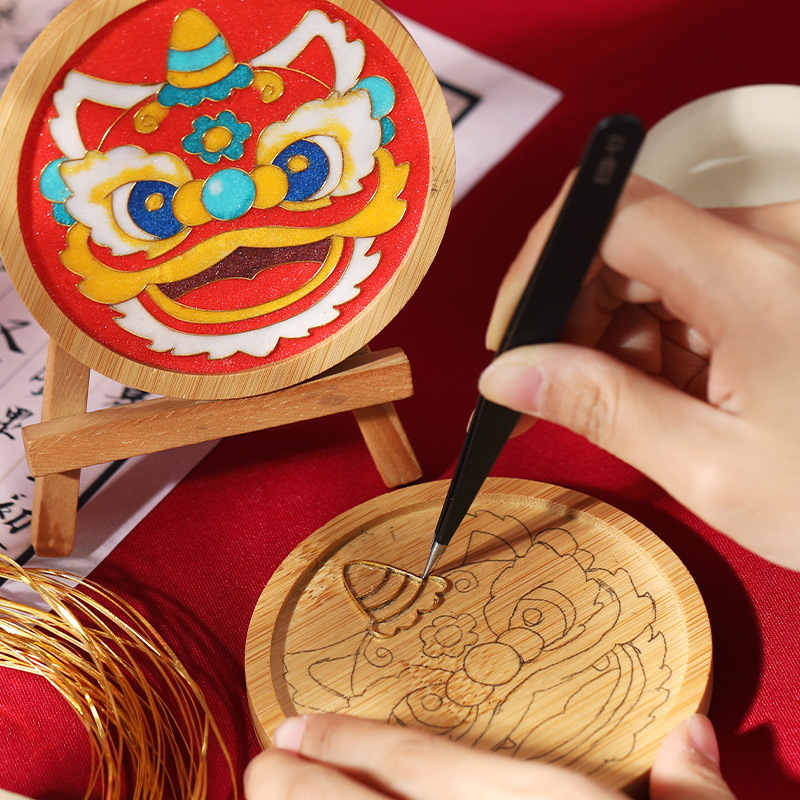 New Chinoiserie Enamel Coaster DIY Material Kit for the Double Ninth Festival, Cloisonné Beginner's Introductory Activity