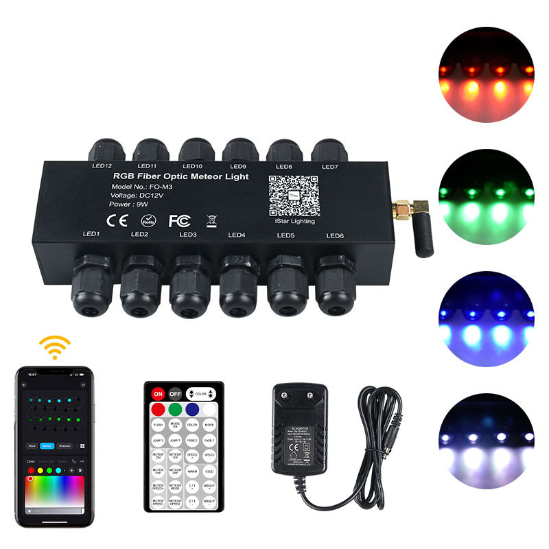 New Product 9W Led Fiber Optic Light Car Theater Light Source Machine Rgb Led Meteor Machine Starry Sky Light Starry Sky