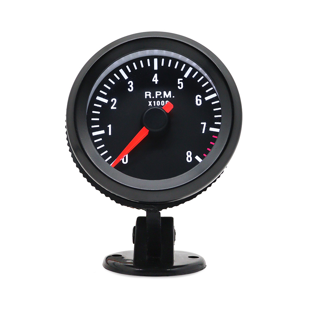 Cross-border hot 2-inch 52mm black white LED car tachometer 0-8000rpm suitable for 1-8 cylinder