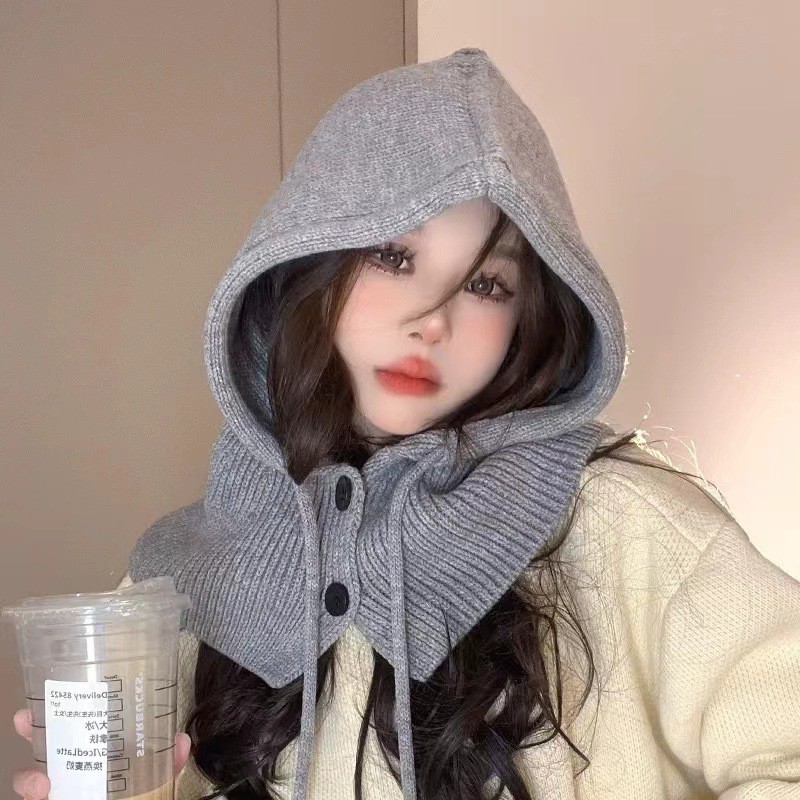 Женская зимняя шапка-балаклава, теплый комплект, стиль для пар, вязаная шапка с защитой ушей