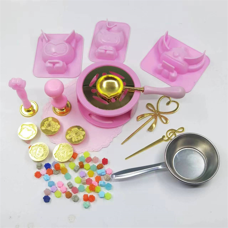 Круглая печать для восковой печати, полный набор гранул, ложка, ручка, подушка, игла для смешивания, оптовая продажа