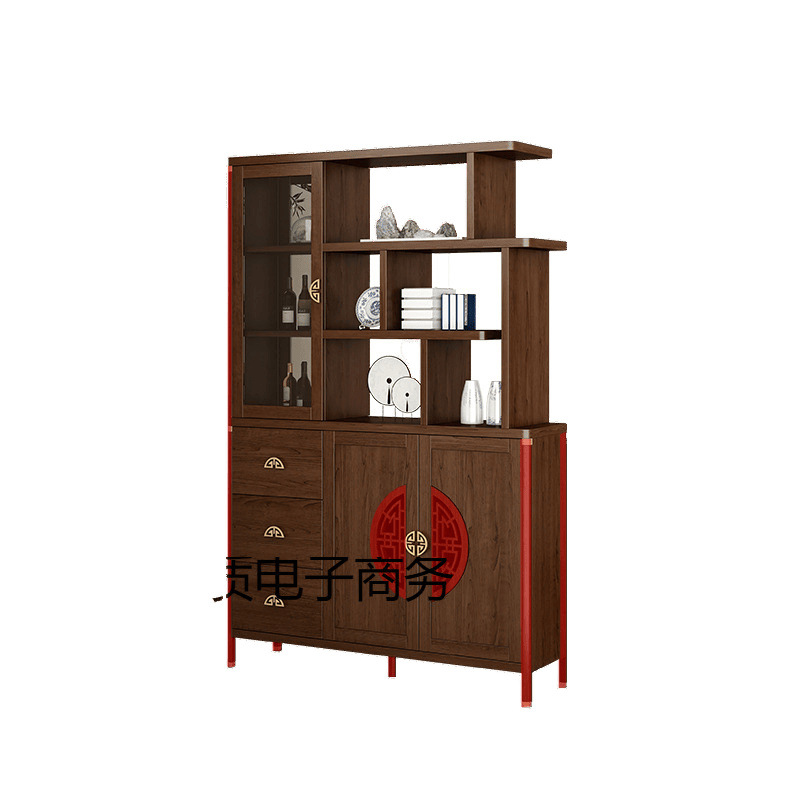 New Chinese Style Partition Cabinet for Home Entrance, Solid Wood Color Foyer Cabinet, Integrated Wine Cabinet, Storage Cabinet, Living Room Entrance Cabinet, Shoe Cabinet