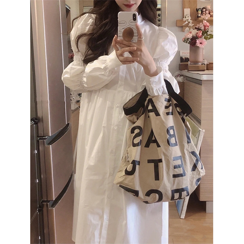 Maternity dress 2023 Spring and Autumn new design sense A- line shirt long skirt small doll skirt pregnant women dress