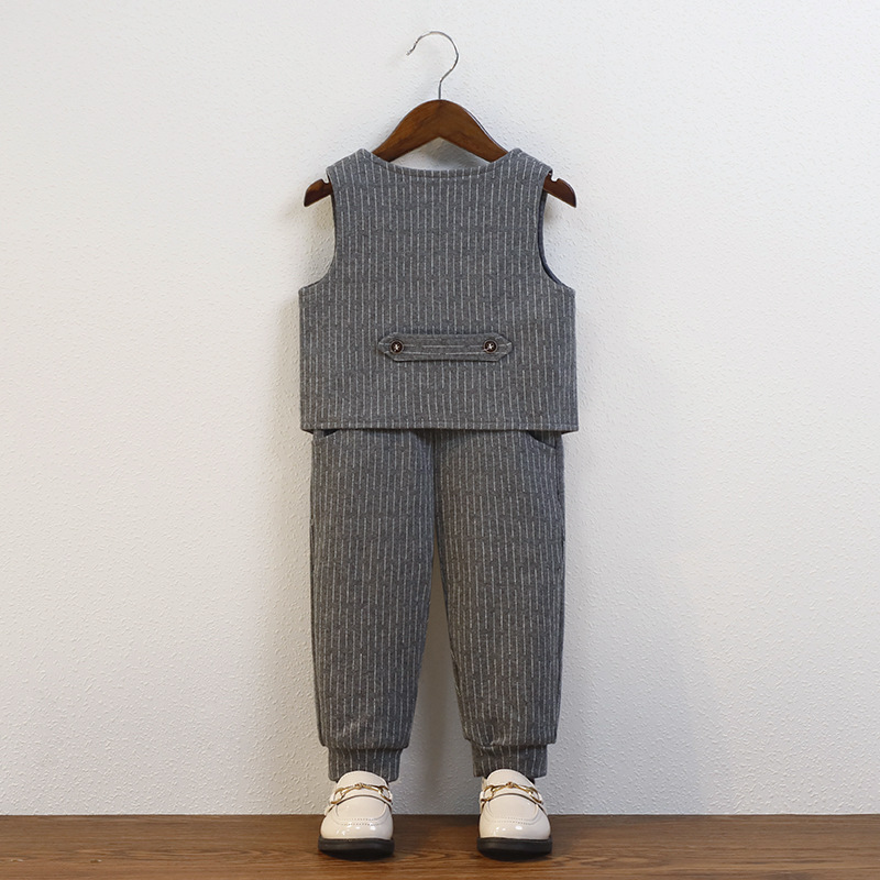 Children's Suit Baby One-Year-Old Dress Boy Handsome British Little Boy Vest Three-Piece Flower Girl Suit