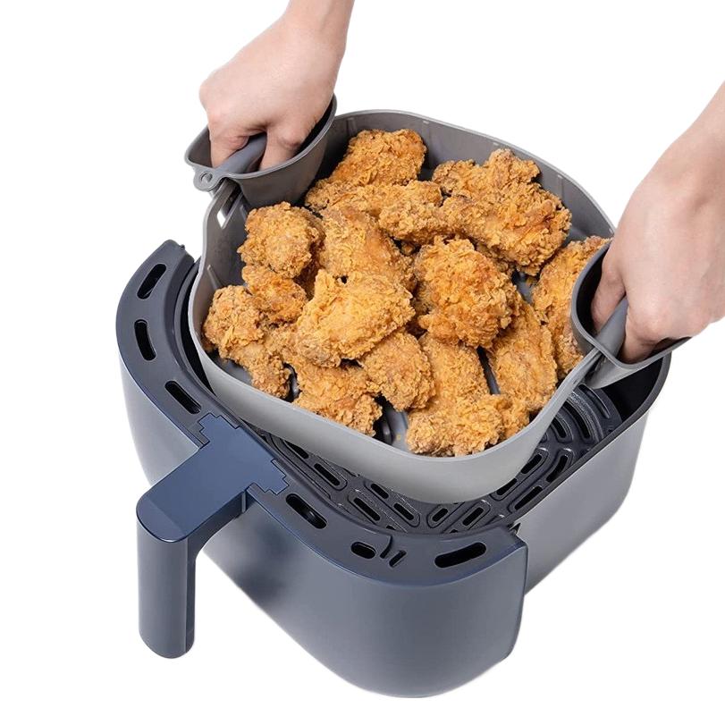 Air Fryer Silicone Baking Pan Cake Baking Pan Square Insulation Pad Tray Fryer Pad Silicone Fryer Basin Manufacturer