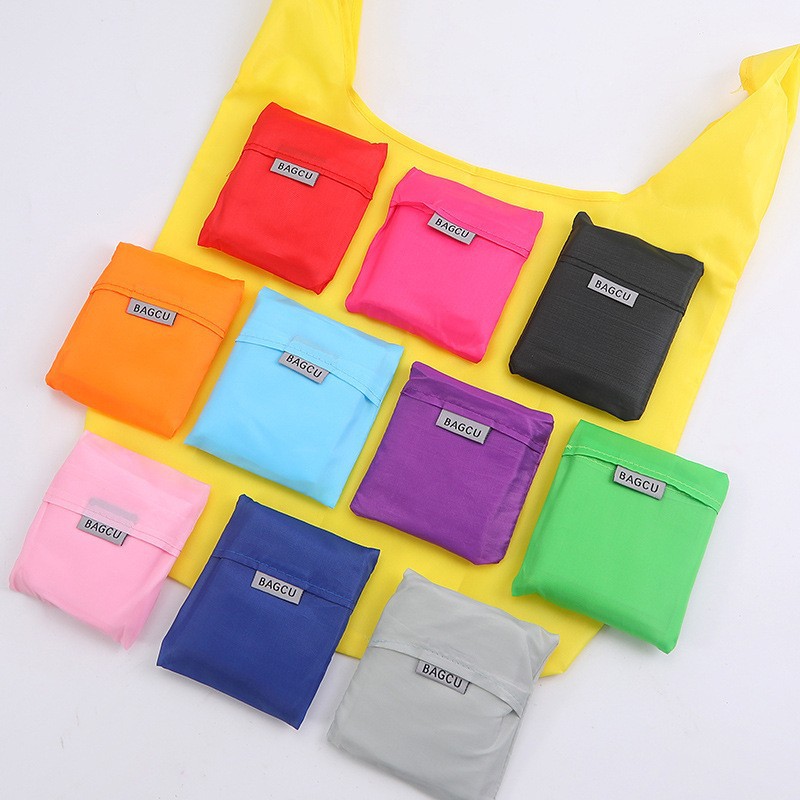 Creative Square Folding Shopping Bag Solid Color Foldable Household Supermarket Storage Bag Logo Wholesale Eco-Friendly Canvas Bag