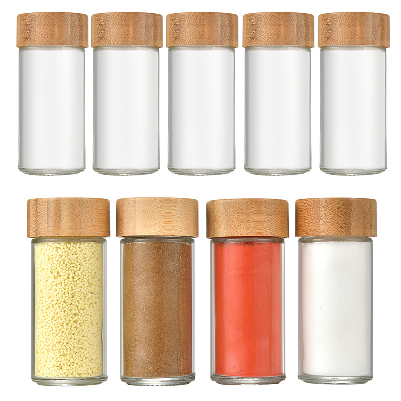 40oz Square Seasoning Jar Pepper Seasoning Bottle 24 Sets Pepper Bottle 120ml Bamboo Glass Seasoning Jar