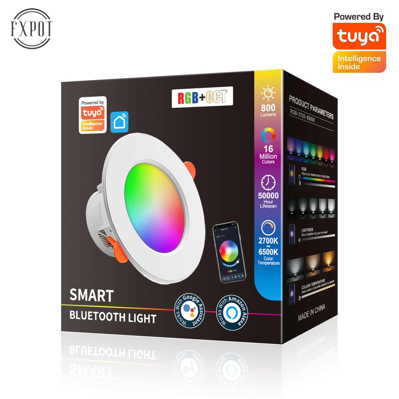 Bluetooth Smart Downlight Graffiti RGCW Full Color Dimming Alexa Voice/APP Control Factory Direct Supply 85-265