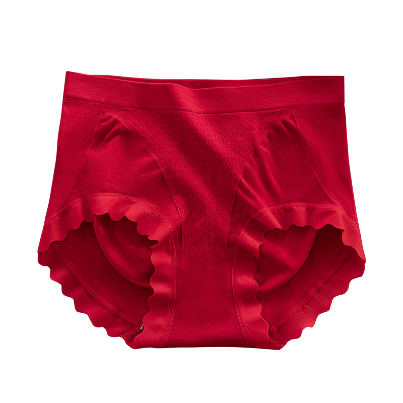 Red Underwear for Women in Their Zodiac Year, High Elastic Butt Lift 10A Antibacterial Mulberry Silk Maintenance Crotch Large Size Mid-Waist Briefs