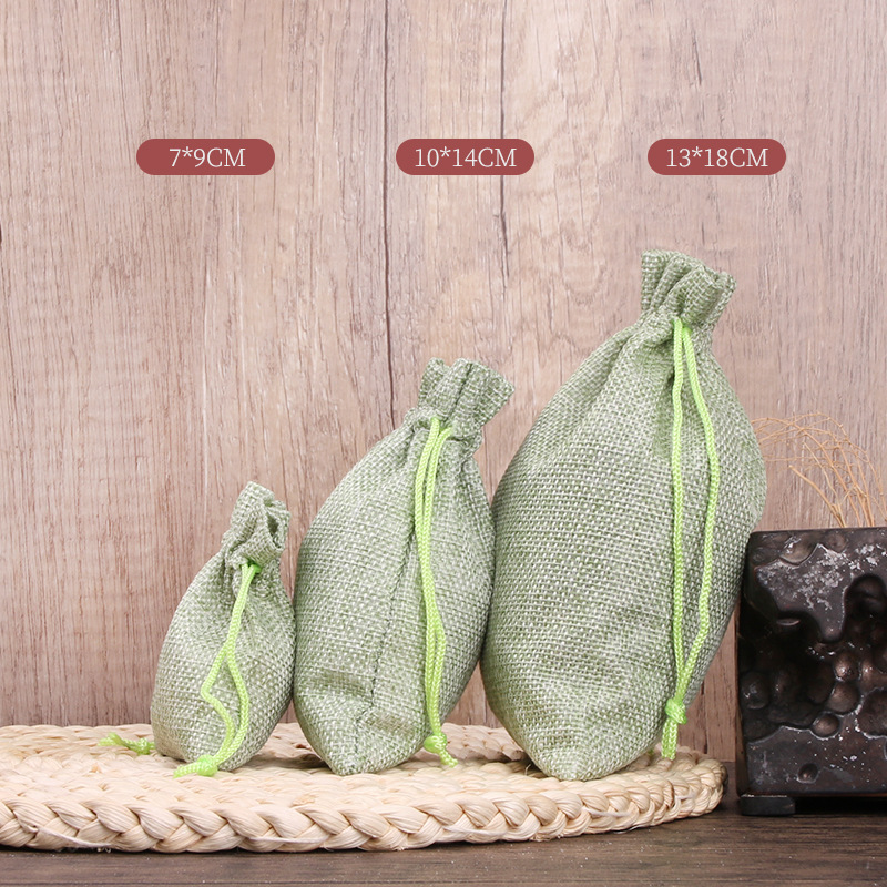 Customized Composite Imitation Linen Bags in Stock Drawstring Linen Bundle Flap Pocket Pants Jewelry Gift Packaging Bag Linen Storage Bag