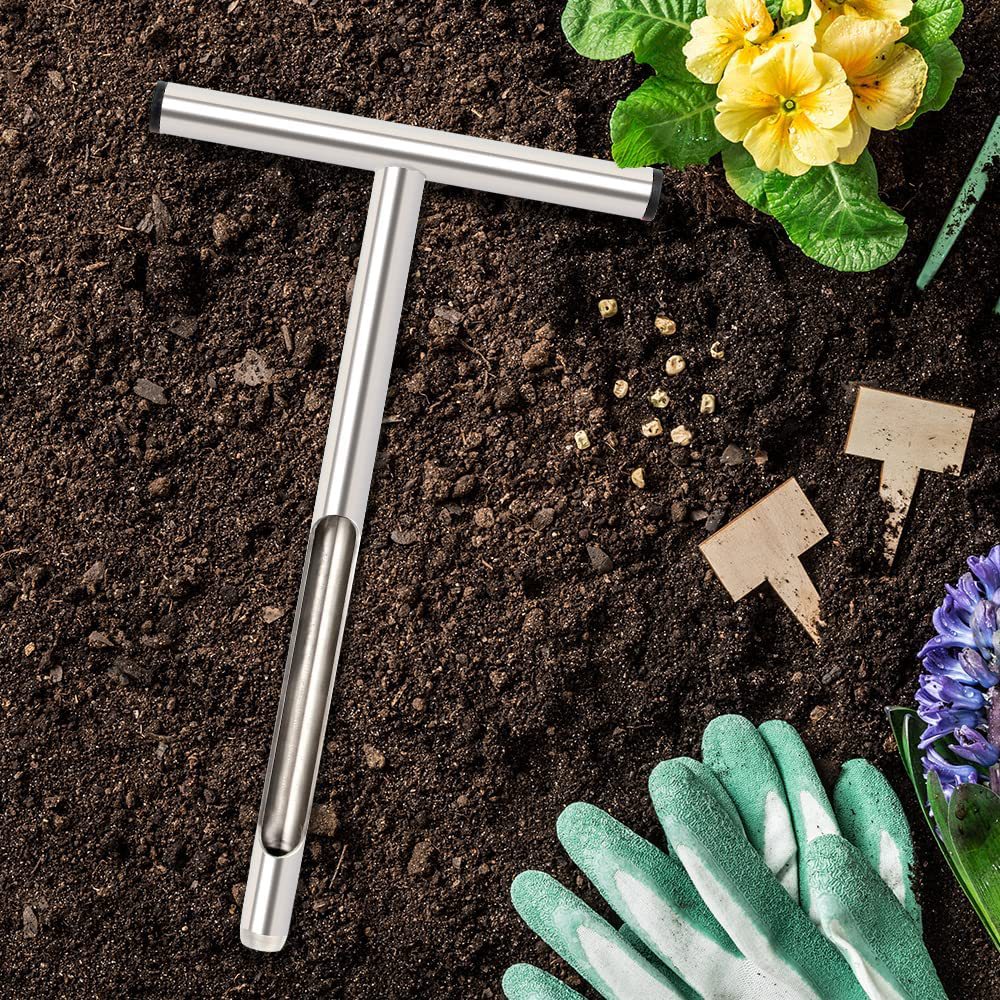 12.2 inch stainless steel soil sampler, T handle soil test kit 5 bags and 1 brush