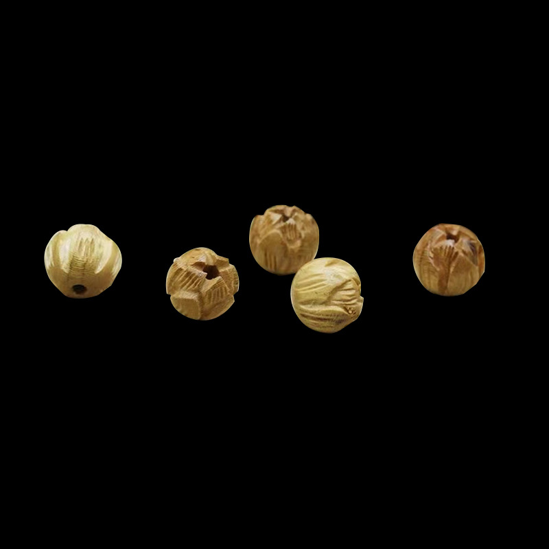 Peach Wood Lotus beads loose beads wholesale carved lotus peach wood jewelry handmade crafts Chinese peach wood ornaments