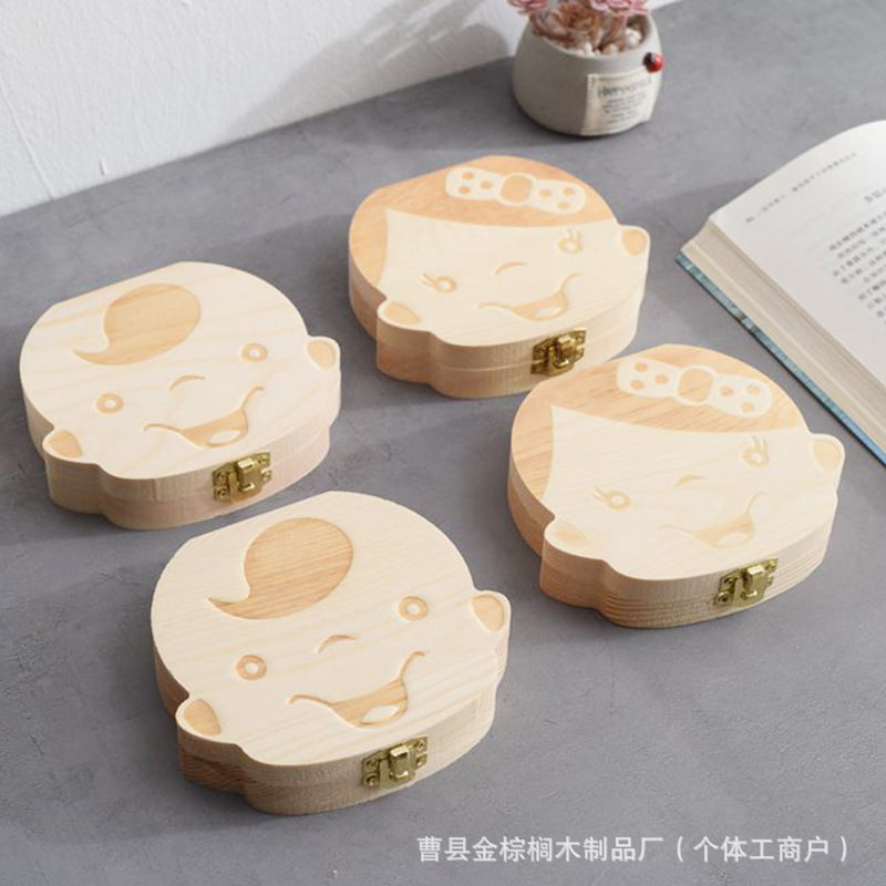 Деревянная коробка для молочных зубов, коробка для хранения волос и пуповины с крышкой
