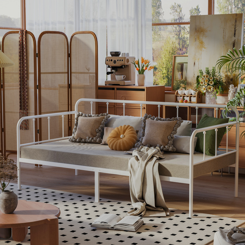 European Style Iron Sofa Bed Single Small Apartment Living Room Study Nap Simple Modern Iron Sofa Iron Frame Bed