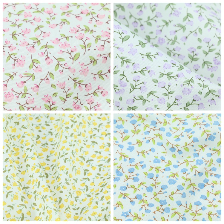 Water Jade dot beautiful small leaves floral cotton twill printed cloth home textile four-piece set fabric factory direct sales