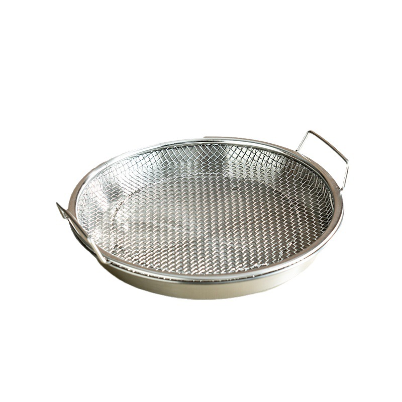 Stainless steel disc filter net household kitchen barbecue fried oil draining artifact snack oil filter plate draining net plate