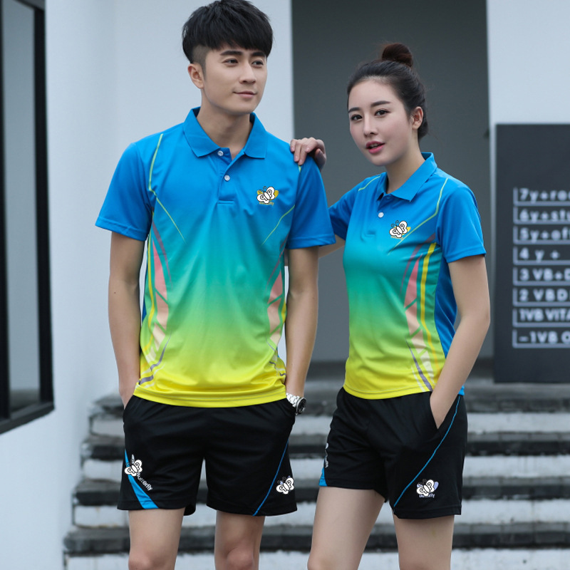 New short-sleeved table tennis clothes Sports men's and women's tennis table tennis clothes summer quick-drying breathable competition clothes 36176