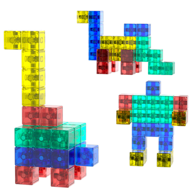Children's DIY Cube Magnetic Geometry Magnetic Suction Building Blocks Teaching Aids Magnet Square Assembled Building Blocks Toy suit