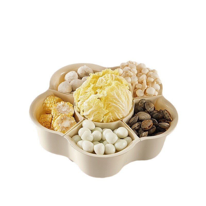 New Rotating Hot Pot Plate Dish Setter Nine-Compartment Hot Pot Platter Vegetable Basket Household Double-Layer Vegetable Side Dish Plate