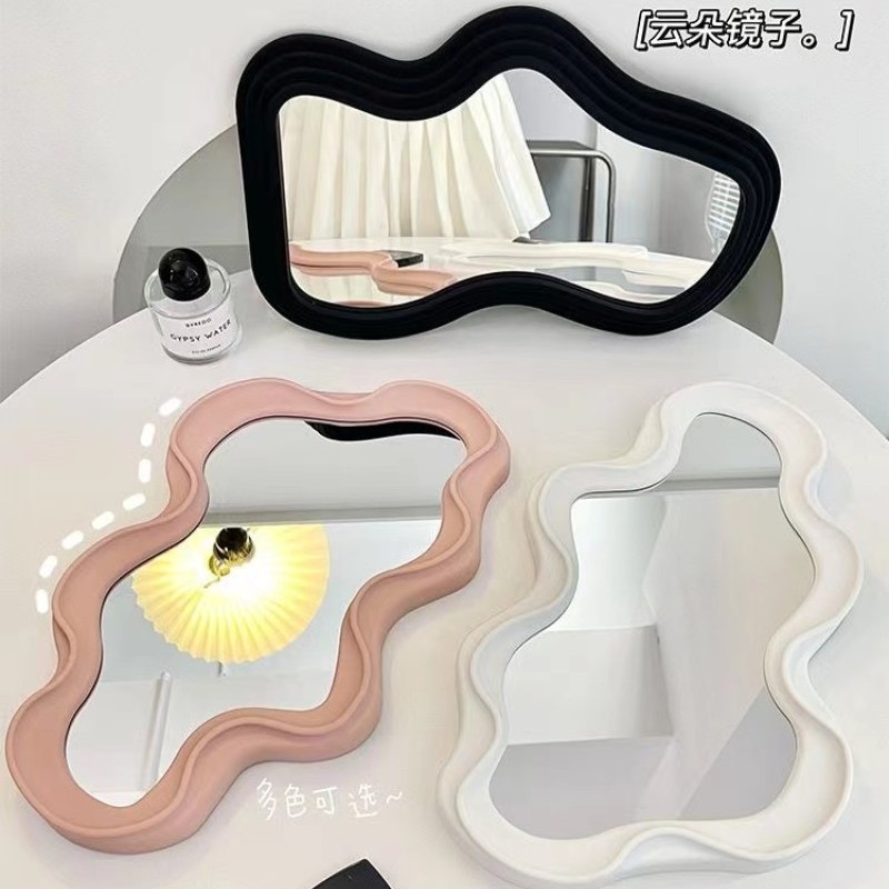 Factory Cloud Mirror Desktop Dressing Mirror Makeup Mirror Student Dormitory Desktop Mirror Wave Mirror Irregular Shape