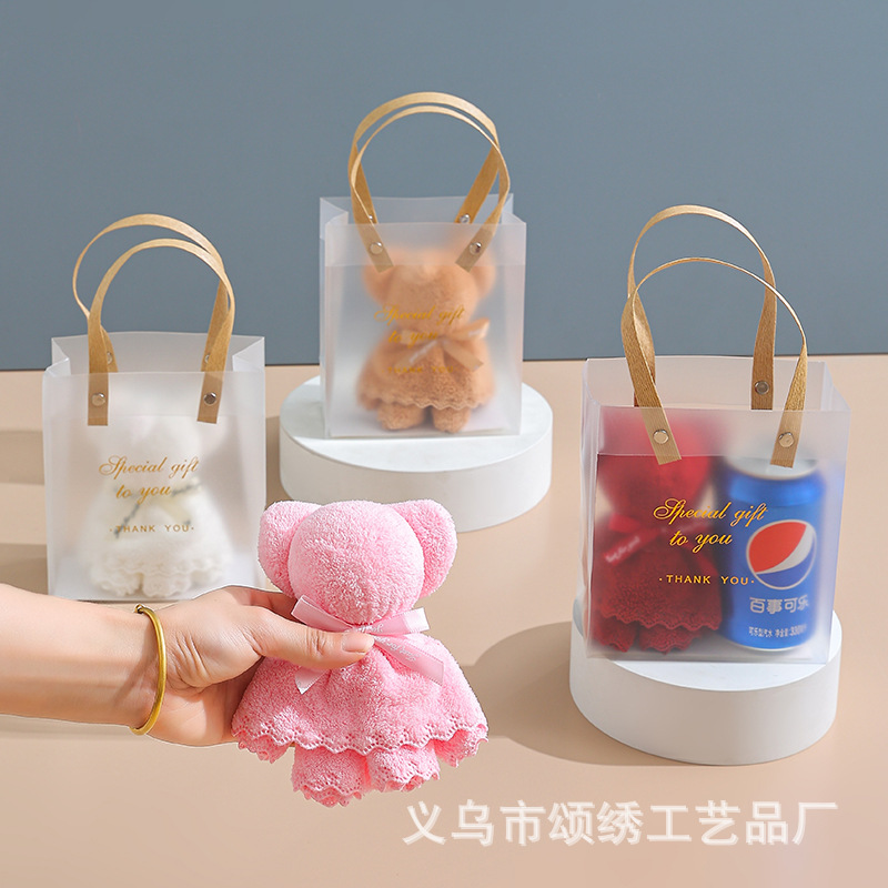 Coral Velvet Bear Towel Hand Towel Souvenir Business Gift Wedding Birthday Event Small Gift
