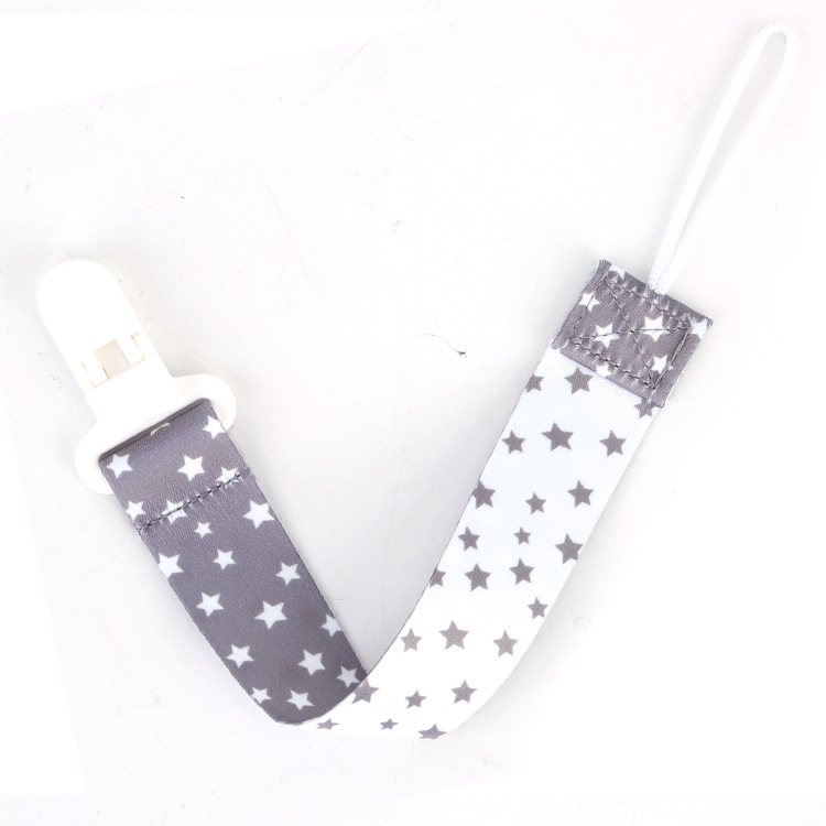 Polyester double-sided printing heat transfer pacifier with cart toy with packaging baby pacifier clip in stock