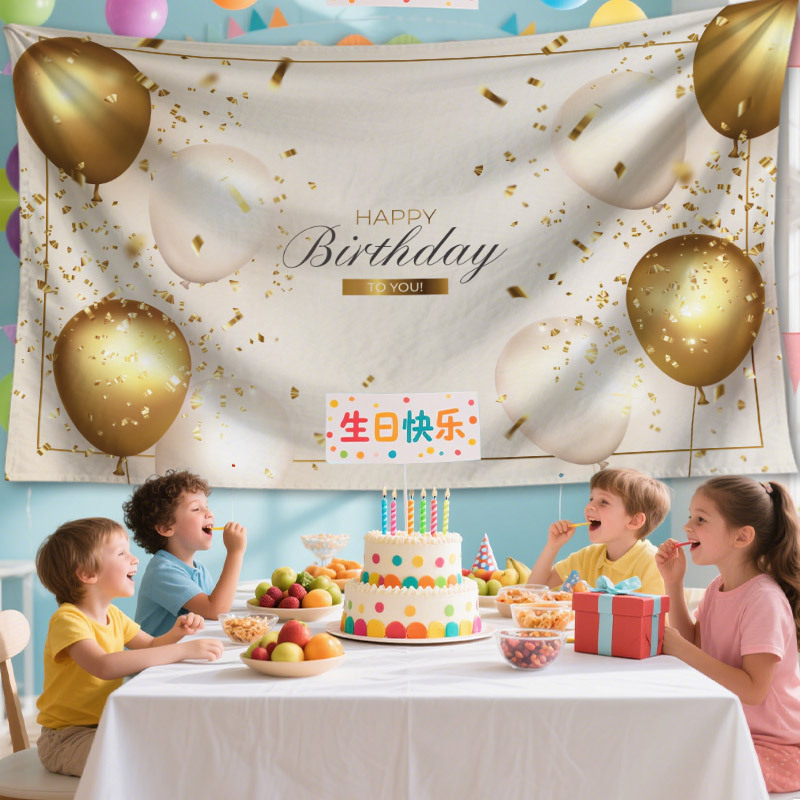 New Cross-Border Birthday Decoration Supplies Background Cloth Party Atmosphere Decoration Hanging Flag Party Romantic Atmosphere Ornaments