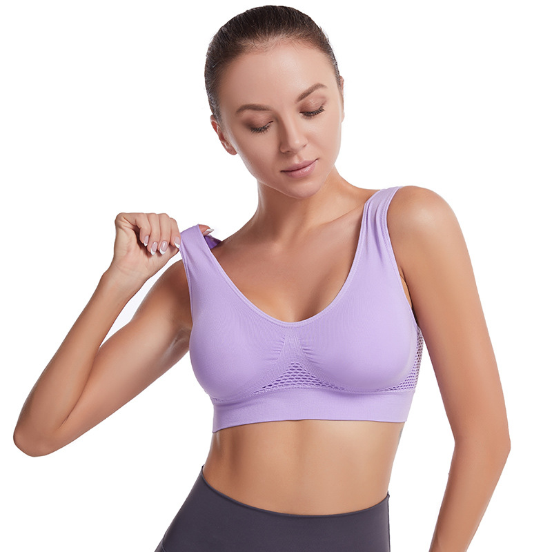 Sport Bra Yoga Sports Bra Cut Out Mesh Breathable Hole Large Size No Steel Ring Sports Bra Vest for Women