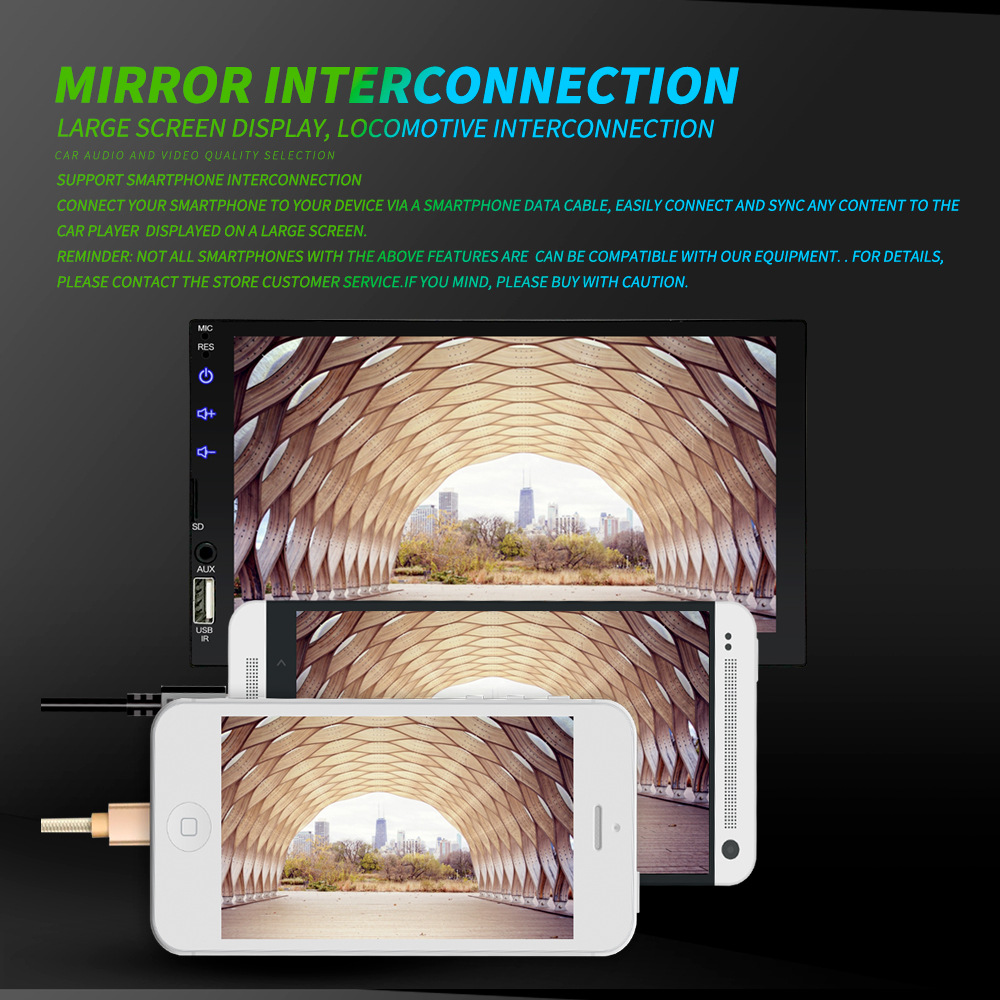 Cross-border Carpaly car mp5 Bluetooth player 7 inch USB reversing Image steering wheel control mobile phone interconnection