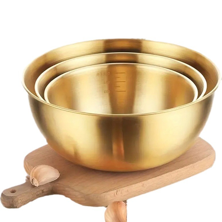 3-Piece Set of Stainless Steel Salad Bowls, Fruit Bowls, Kitchen Vegetable Washing Bowls, Egg Beating Bowls, Ramen Instant Noodle Bowls, Mixing Bowls