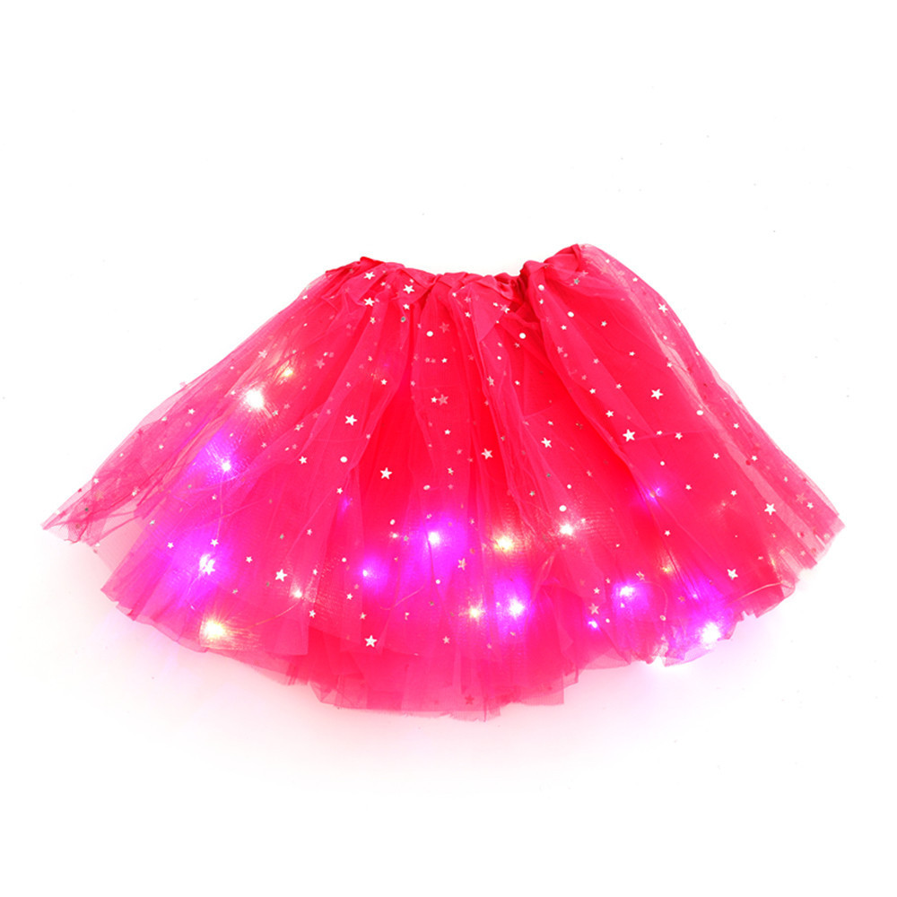 Foreign Trade Kidsren's Skirt European and American Led Light Skirt Kidsren's Tutu Skirt Tutu Skirt Star Sequin Luminous Skirt Gauze Skirt Skirt