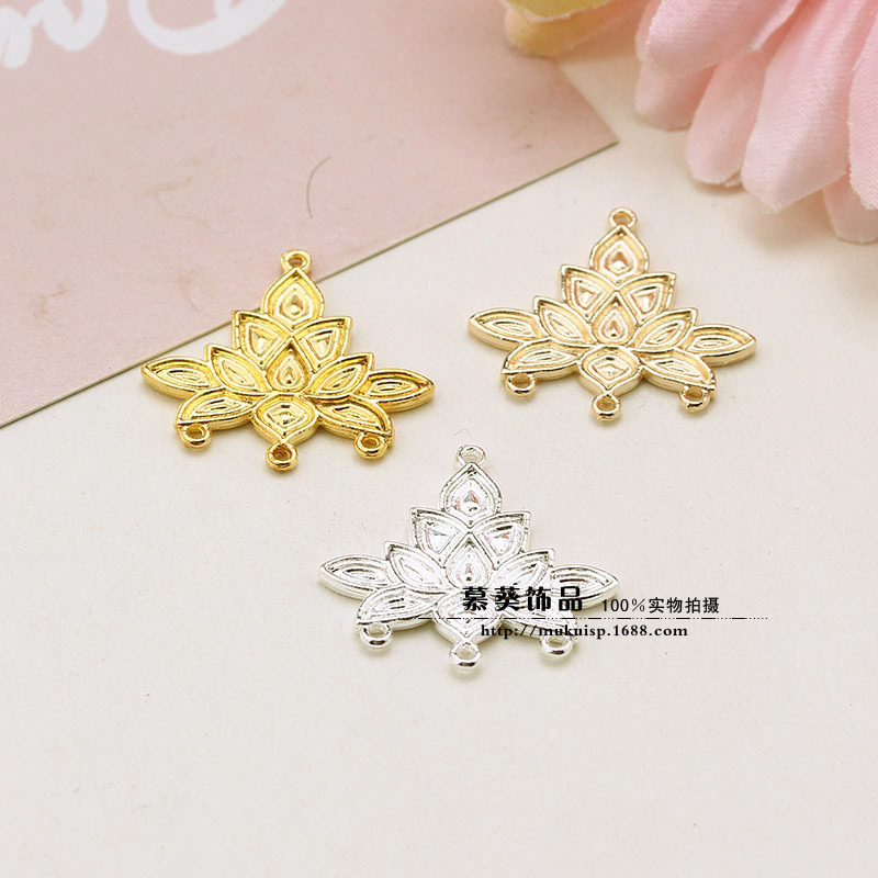 DIY бижутерные аксессуары, материал для головного убора 24*23мм, сплав, лотос, пористая соединительная деталь, золото/серебро