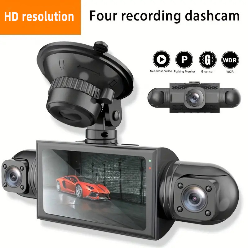 Cross-border driving recorder four-lens 1080P HD infrared night vision four-recording same-display vehicle camera DVR