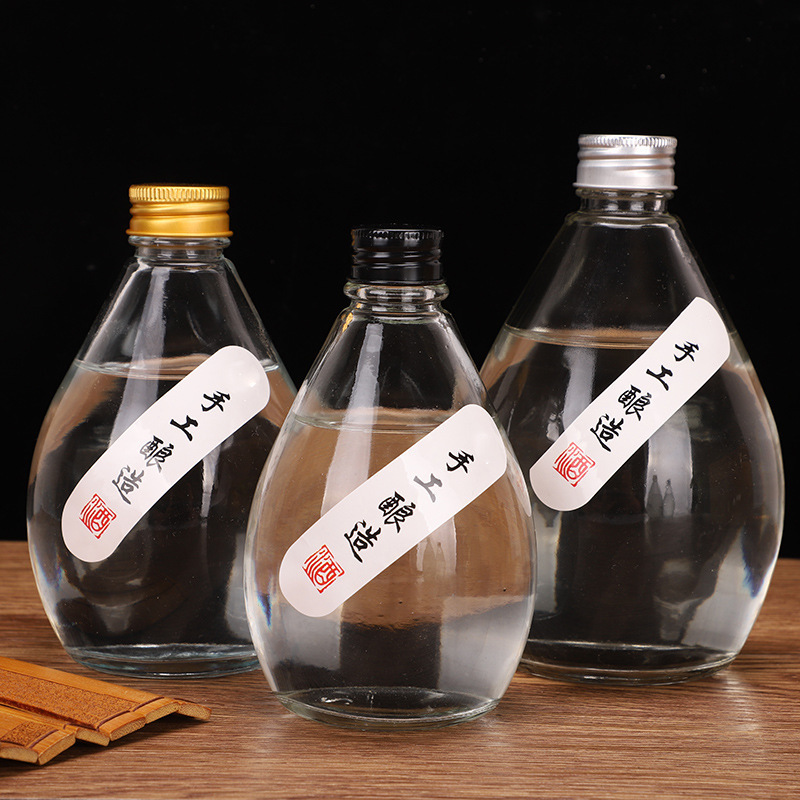 Оптовая бутылка в форме капли, стеклянная пустая бутылка для вина, небольшая герметичная бутылка для фруктового вина, бутылка для белого вина