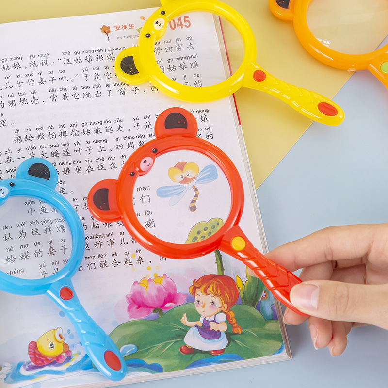 Cartoon Children's Magnifier Toy Kindergarten Primary School Students Science and Education Experimental Animals Plant Observation Exploration Teaching Aids