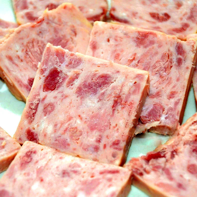 Great Wall brand ham pork canned 340g instant white pig lunch meat meat food hot pot tea restaurant wholesale
