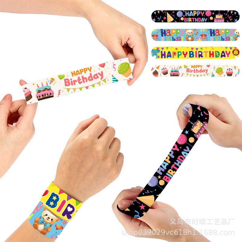 Amazon's New Birthday Snap Ring Bracelet Children's Birthday Party Theme Gift Decoration Snap Ring Bracelet