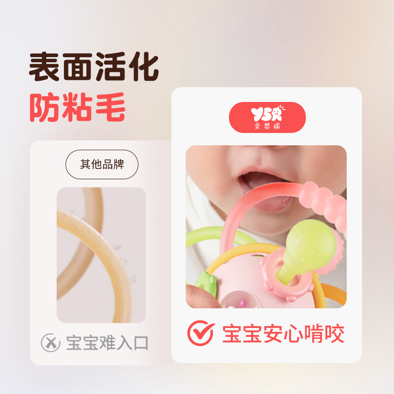 Hand-held Ball Silicone Bite Toy for Baby 0-1 Years Old Early Education Puzzle 3 to 6 Months Baby Grinding Gel