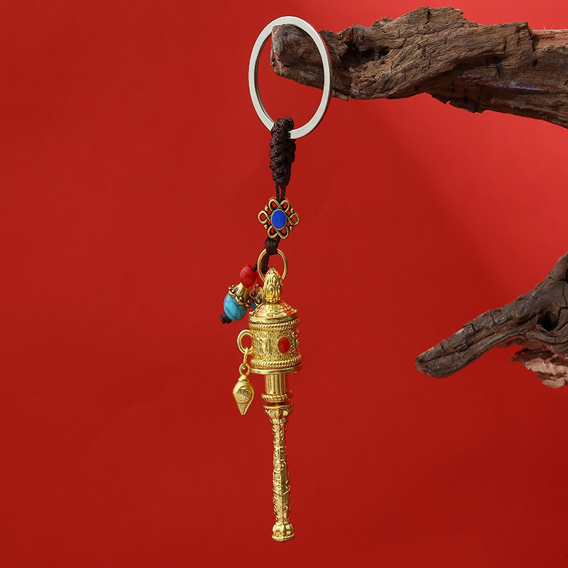 Alloy Prayer Wheel Xizang Enamel Pendant Ethnic Style Luggage Car Hanging Manufacturer Wholesale Supply