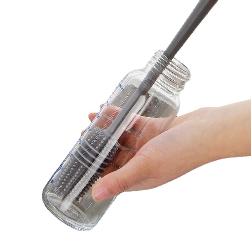 Wash Cup Artifact Rotating Cup Brush Milk Bottle Brush Special Long Handle Gap Tea Stain Cleaning Hard Hair Silicone Brush