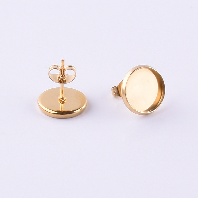 Manufacturer Wholesale Stainless Steel Jewelry Stainless Steel Earrings Disc Gem Holder 4-14mm DIY Earrings Accessories