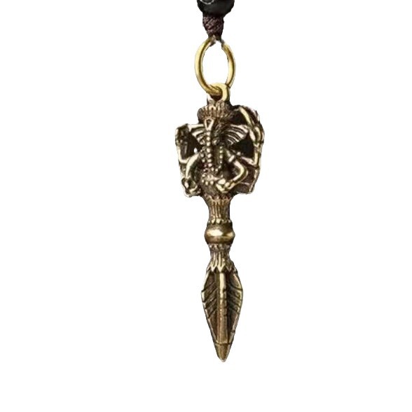 Brass Vajra Pendant Magic Instrument Ancient Method Pendant Magic Pestle Xizang Tantric Magic Instrument Brass Car Keychain