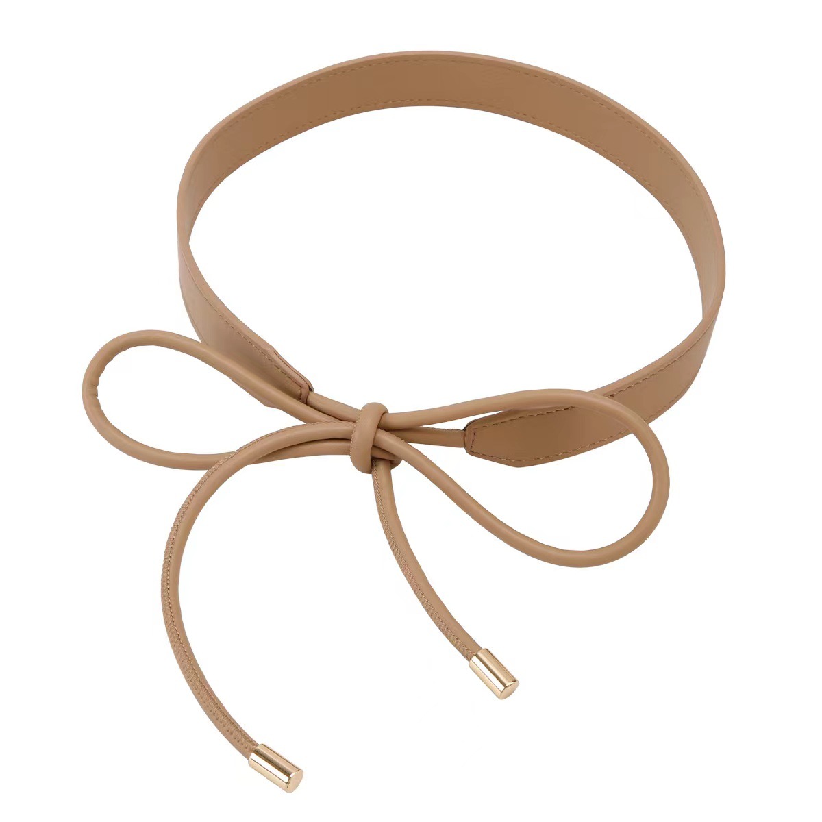 Korean Style Ins Style Imitation Leather Strap Belt Fashionable Bow Knotted Waist Rope Wear Skirt Waist Slimming Look Accessories