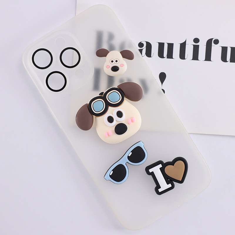 Flying dog safety helmet glasses puppy PVC soft rubber accessories DIY mobile phone case ipad decorative hole shoes refrigerator sticker