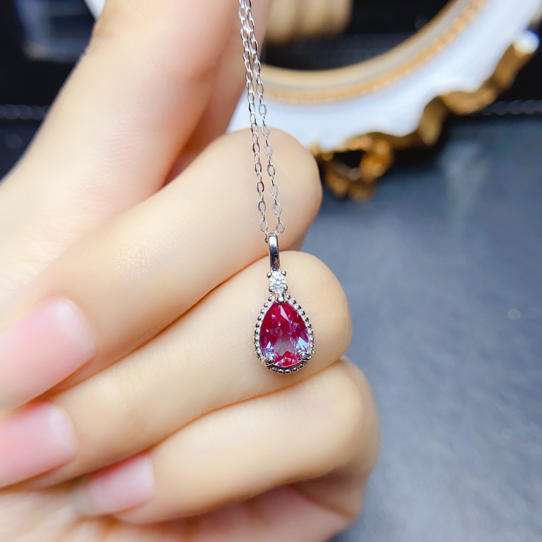 New boutique Alexander pendant S925 silver inlaid main stone 6*8mm Joker net red explosions women's jewelry wholesale