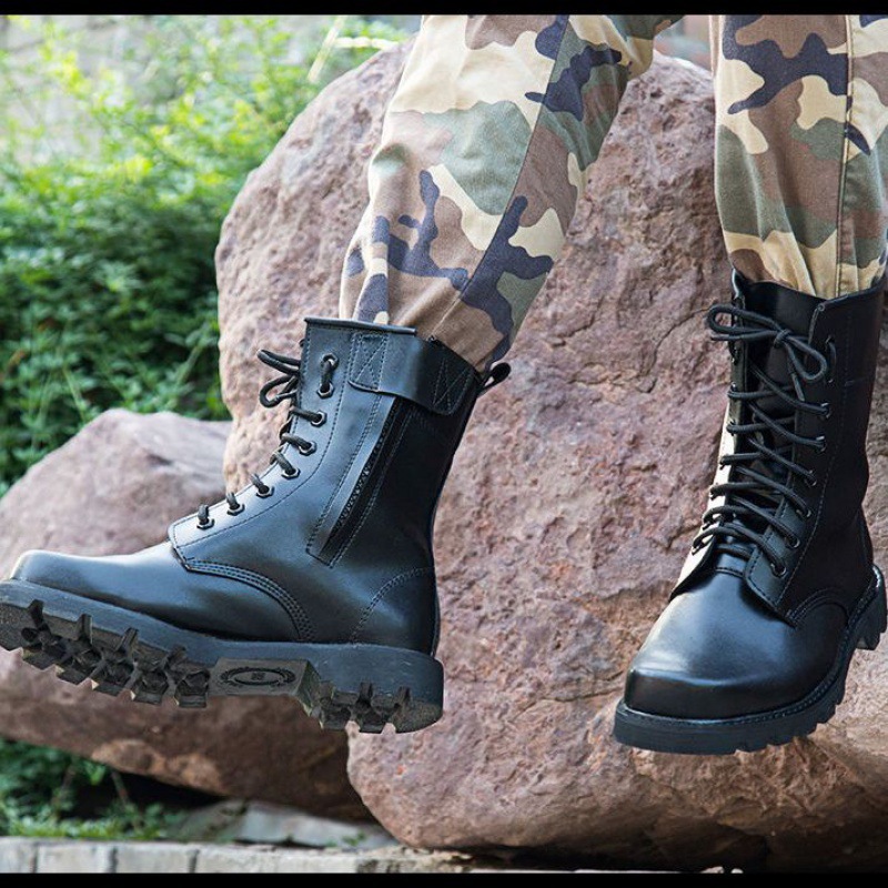 Outdoor Men's Explosion-Proof Combat Boots Steel Toe Steel Sole Boots Men's High-Top Boots Men's Boots Anti-Collision Military Training Tactical Boots