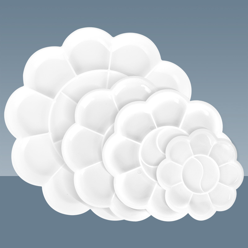 Cross-Border Art Palette Paint Tray Pp Plastic Painting Palette Children's Palette Small Plum Blossom-Shaped Palette