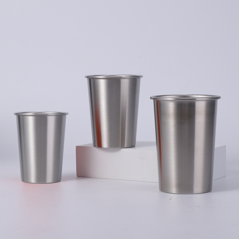 New Simple Stainless Steel Water Cup Single-Layer Beer Cup Cold Drink Cup Mouthwash Cup Juice Cup Restaurant Tea Cup Water Cup